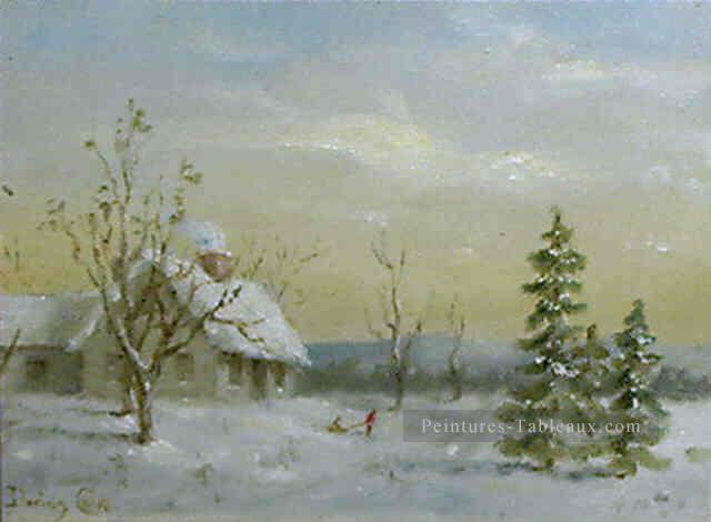 sn030B impressionnisme neige paysage d’hiver Peintures à l'huile
